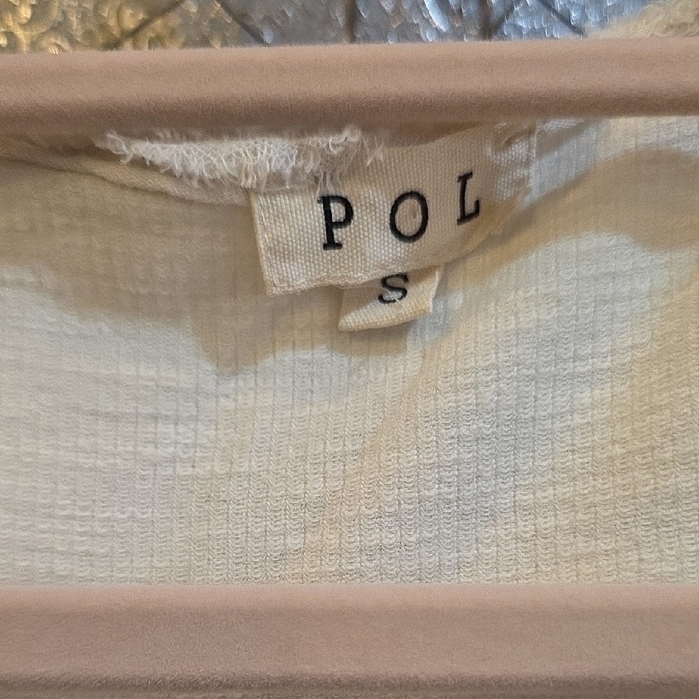 POL Cream Textured Top Or Vest Rivets Lace And Ruffles - Picture 2 of 6
